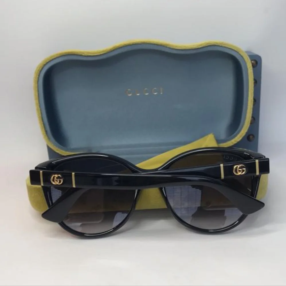 Authentic New Gucci GG0631SShiny Black Round  Sunglasses